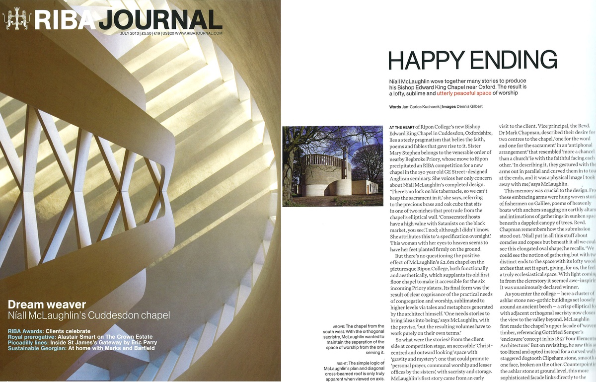 RIBA Journal Feature on the Bishop Edward King Chapel